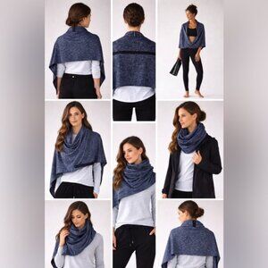 Lululemon Snap Scarf Wrap Navy Marled OS Poncho Athleisure Cozy